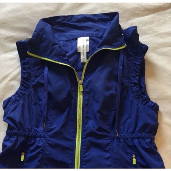 Lorna Jane Activewear high neck sports vest size medium colbalt blue yellow exce - Picture 5 of 9